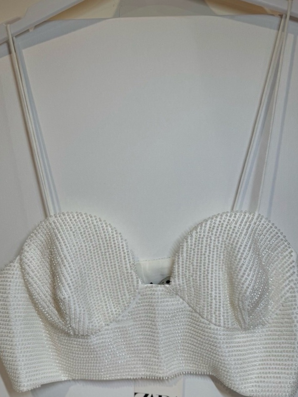 Zara cropped sequin white top